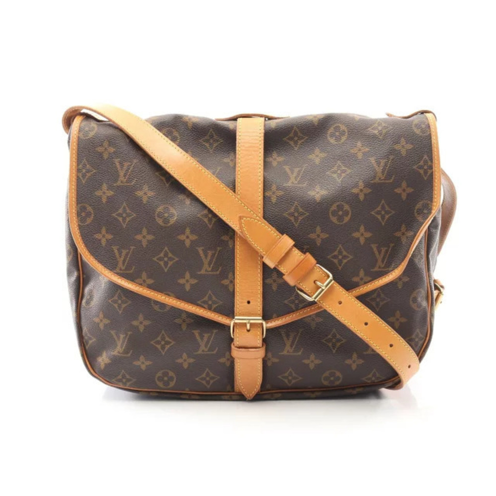 Louis Vuitton Saumur Shoulder Bag Canvas Leather Monogram Brown